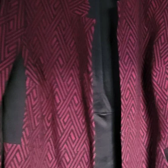 Jones Studio Burgundy and Black Herringbone Long Swing Jacket Size 1X - Picture 3 of 12